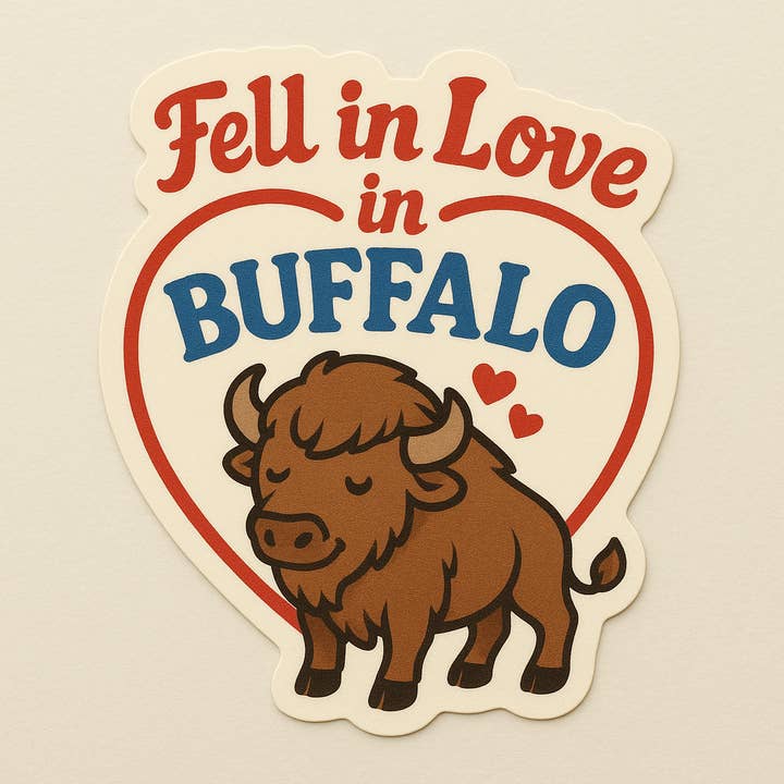 Autocollant "Tombé amoureux à Buffalo" 3” pour la vente par Christmas All Over
