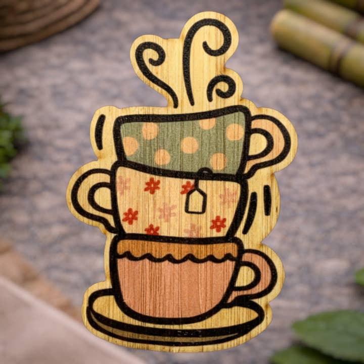 Gestapelte Teebecher für den Großhandel von Bamboo Wood Stickers