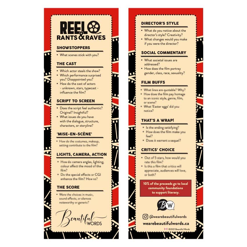 Beautiful Words - Wholesale Bookmark - Reel Rants & Raves Bookmark1