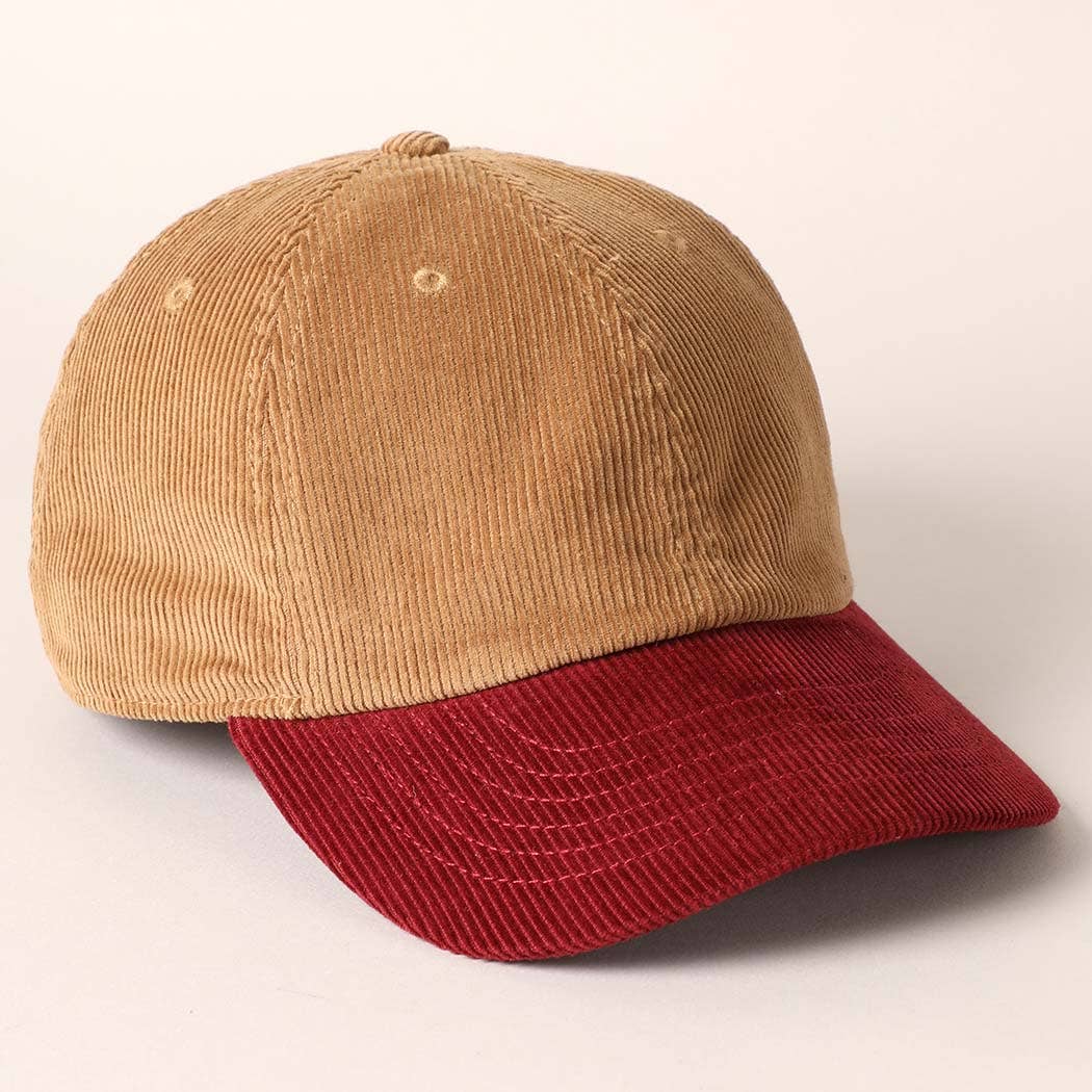 Fashion City - Wholesale Baseball Cap - Unisex - Corduroy Two-Tone Adjustable Baseball Cap20