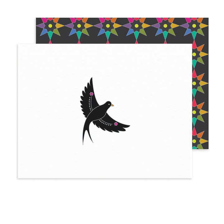 Black Bird Card - uppsättning 8 för wholesale av Alison Glass