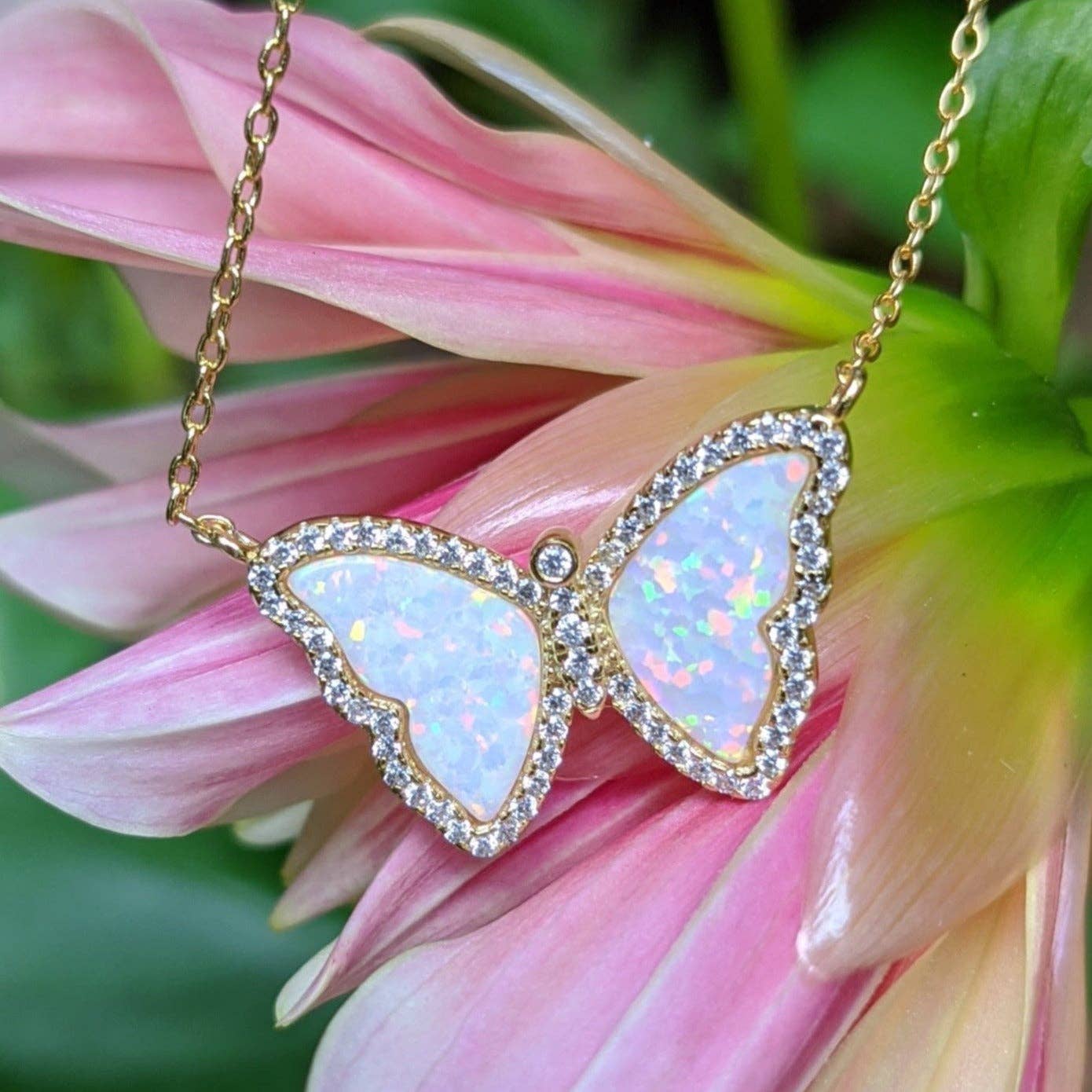 Kamaria Jewelry - Wholesale Pendant/Charm Necklace - Opal Butterfly Necklace With Crystals1