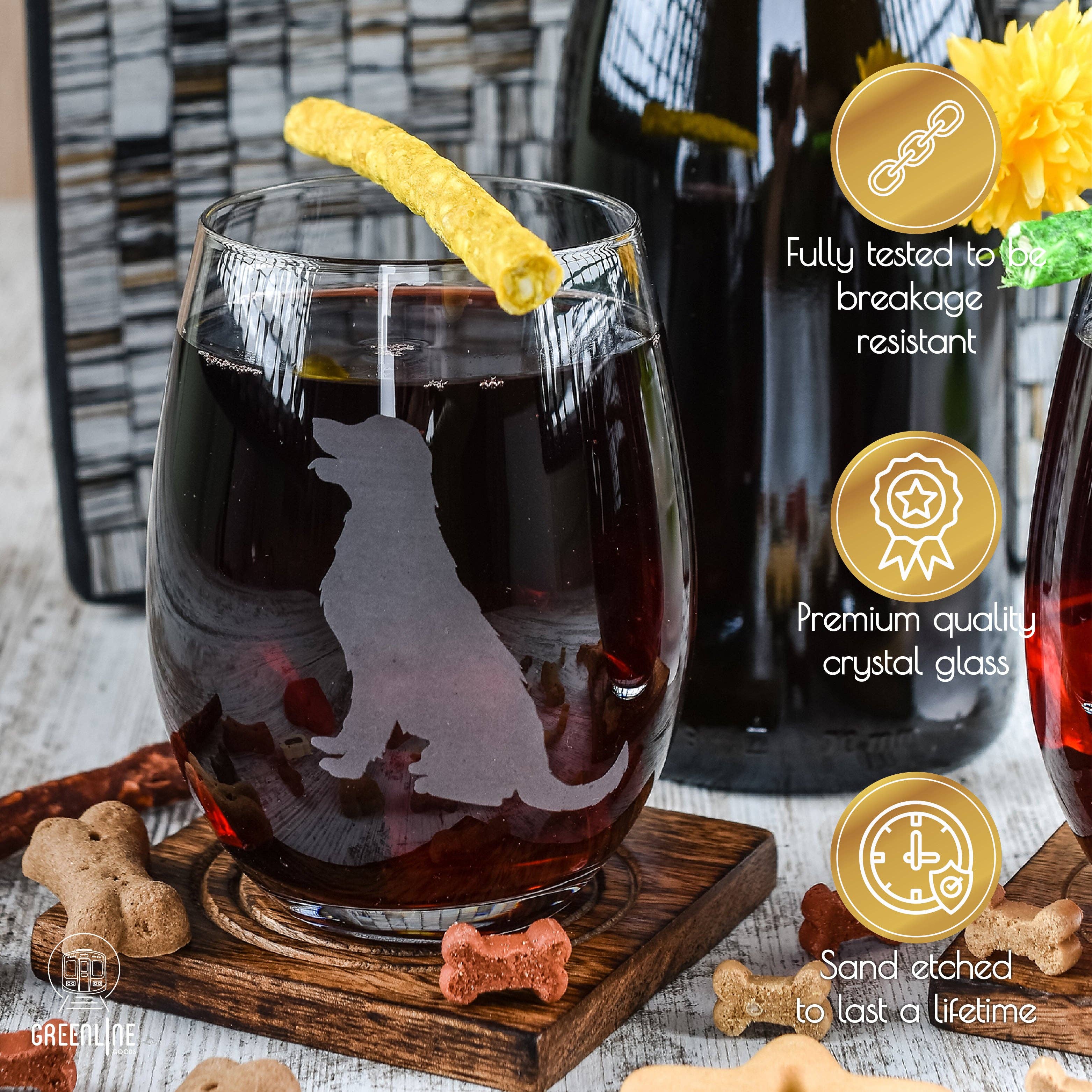 Greenline Goods - Wholesale Wine Glass - Golden Retriever Etched Stemless Wine Glasses3