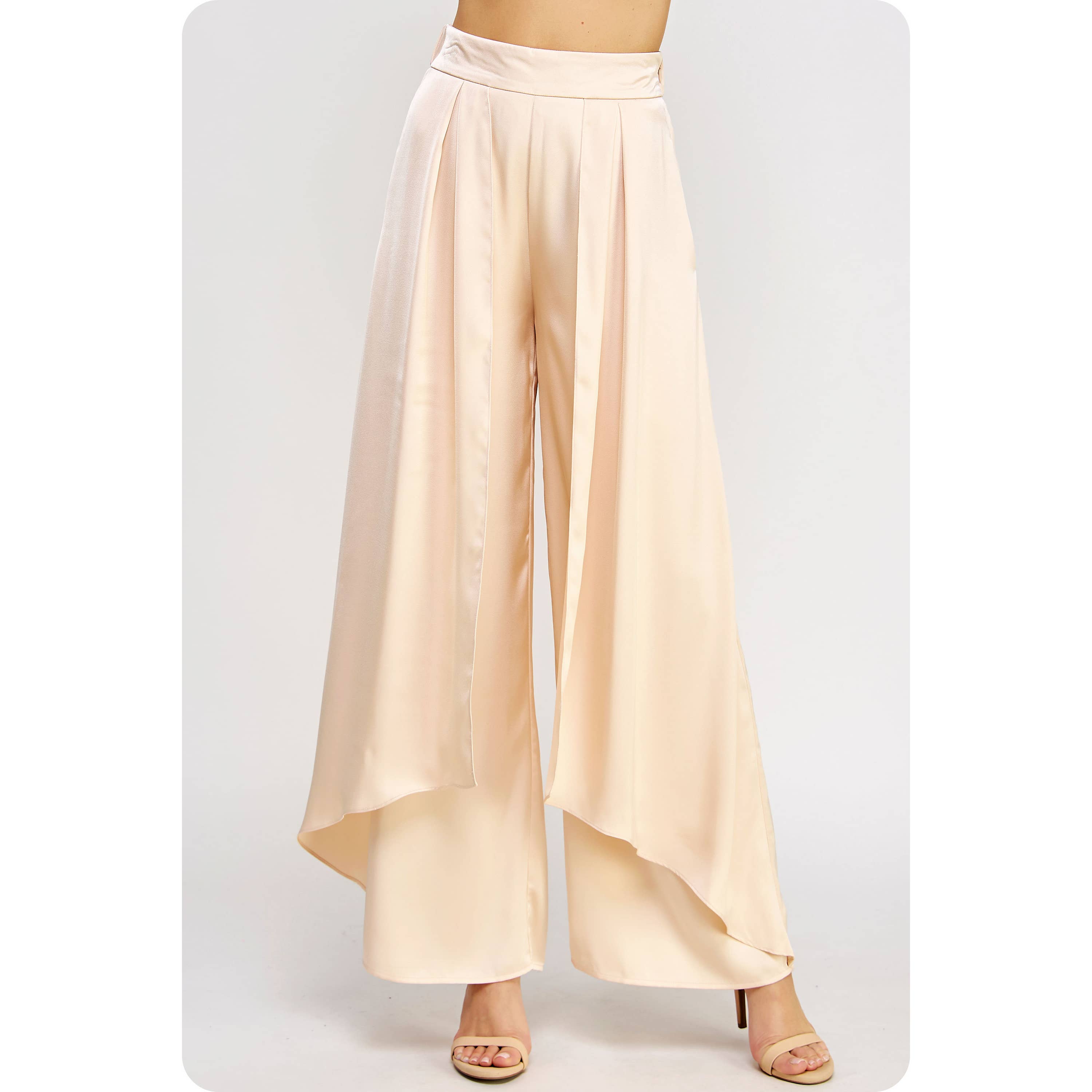 Strut & Bolt – Engroshandel Bukser - Dame – Overlay Satin Bukser Med Brede Ben0