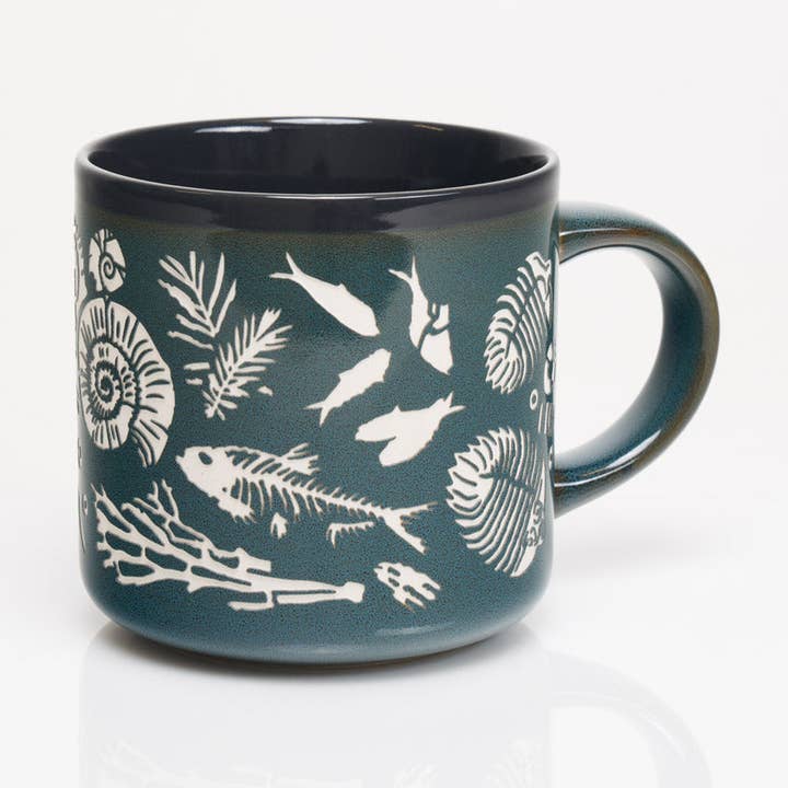 Cognitive Surplus - Wholesale Coffee Mug - Fossils Hand Carved 15 oz Ceramic Mug (Case of 4)0