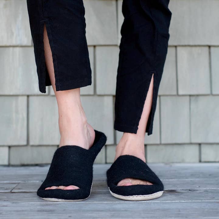 Fuzzy cove - Wholesale Slippers - Women's - Luxury Organic Merino Wool Slipper Slides | Women | Eco-Friendly Warmth, or Leather Foot Sole, Arch Support Home Cozy Comfort Gift3