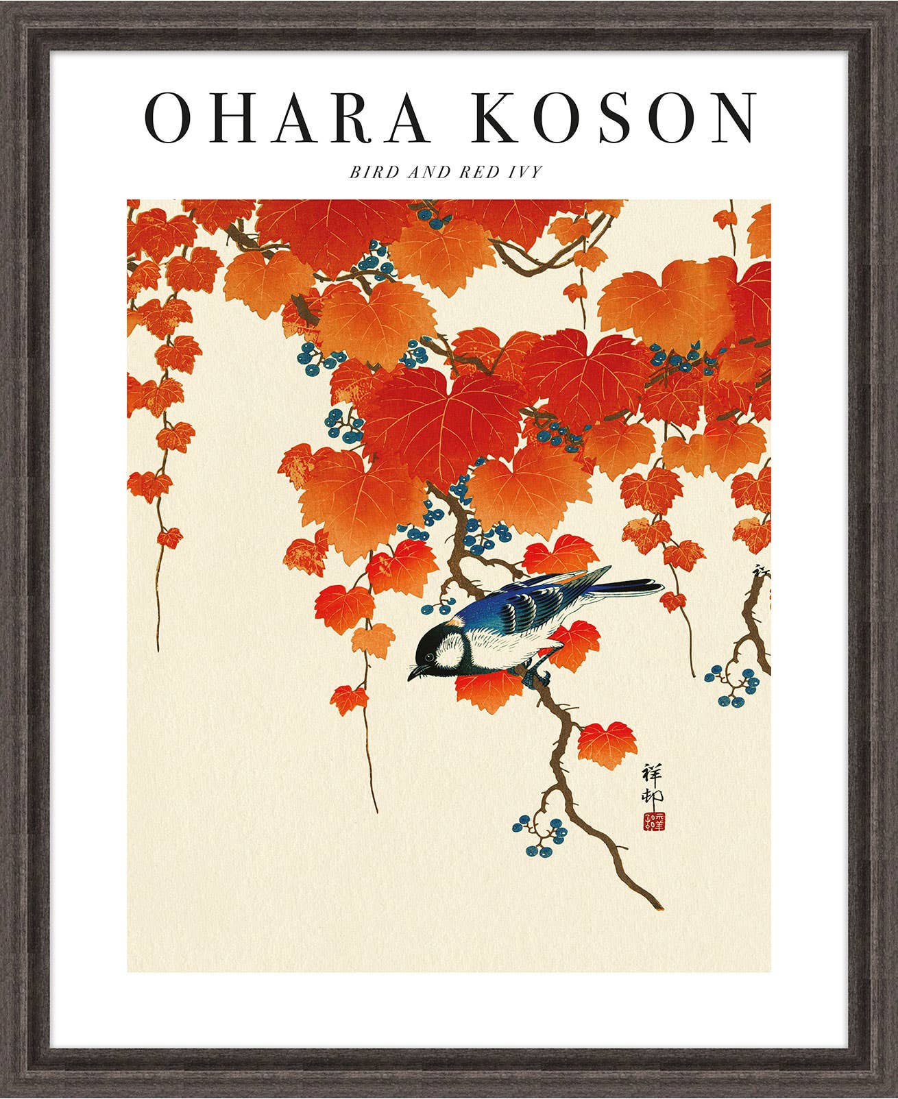 The Art Group – wholesale Konsttryck – Ohara Koson (fågel och röd murgröna) inramad2