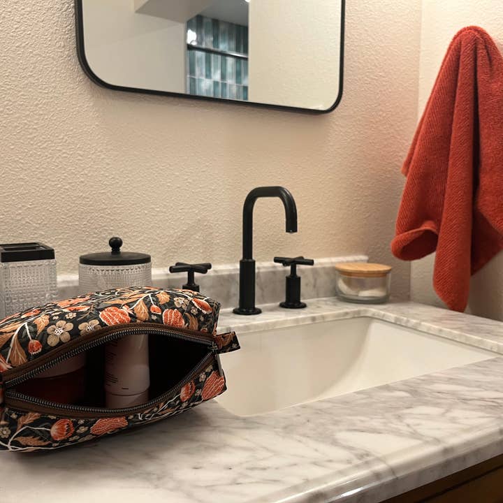 Cholla Street Studios - Wholesale Makeup/Cosmetic Bag - Dark Floral Quilted Makeup Bag2