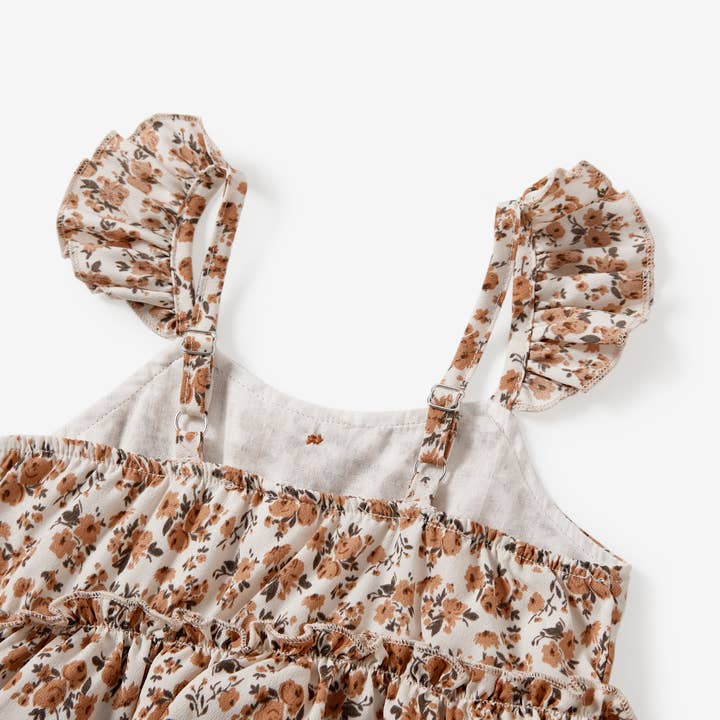 Creamcolored Mommy and Me Beige Floral Shirred Top Button Front Dress for wholesale on Faire7