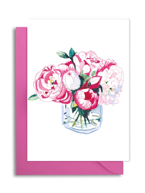 Pink Peonies Card for wholesale by Slow Poke Press