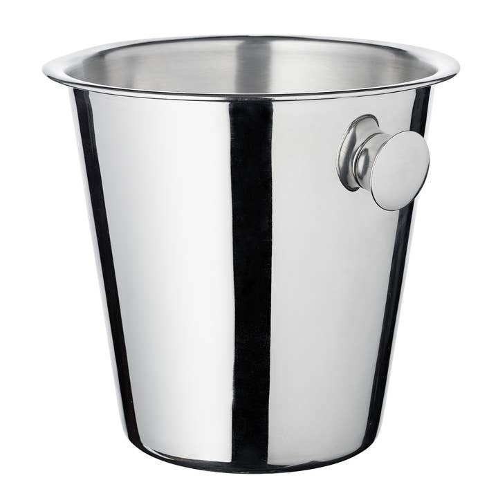 Cubitera para champán Joey de acero inoxidable pulido con asas, 23 cm de alto, 21 cm de diámetro para venta al por mayor de EDZARD