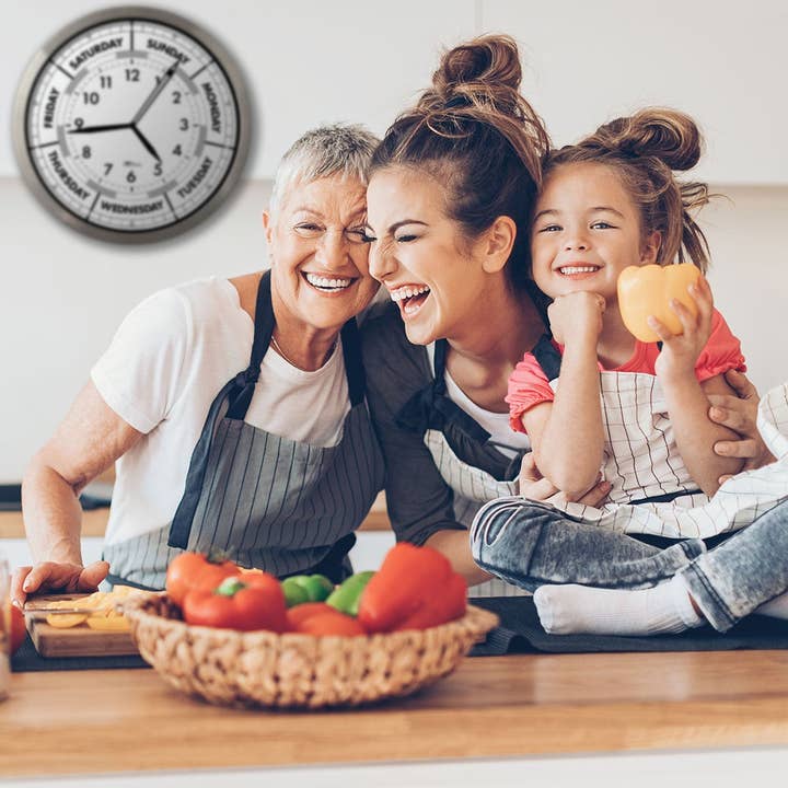 Dayclocks – wholesale Wall clock – DayClocks Time & Day-of-the-Week 12" Wall Clock with Aluminum Frame