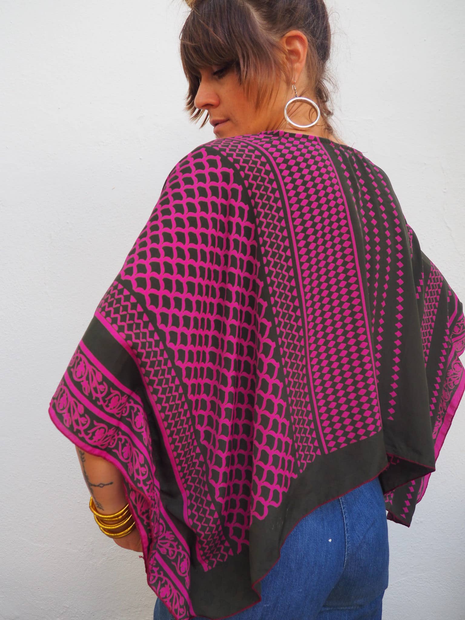 Vagabond Ibiza – Blusa - Mulher por atacado – Top cropped Kaftan Jade de mangas longas5