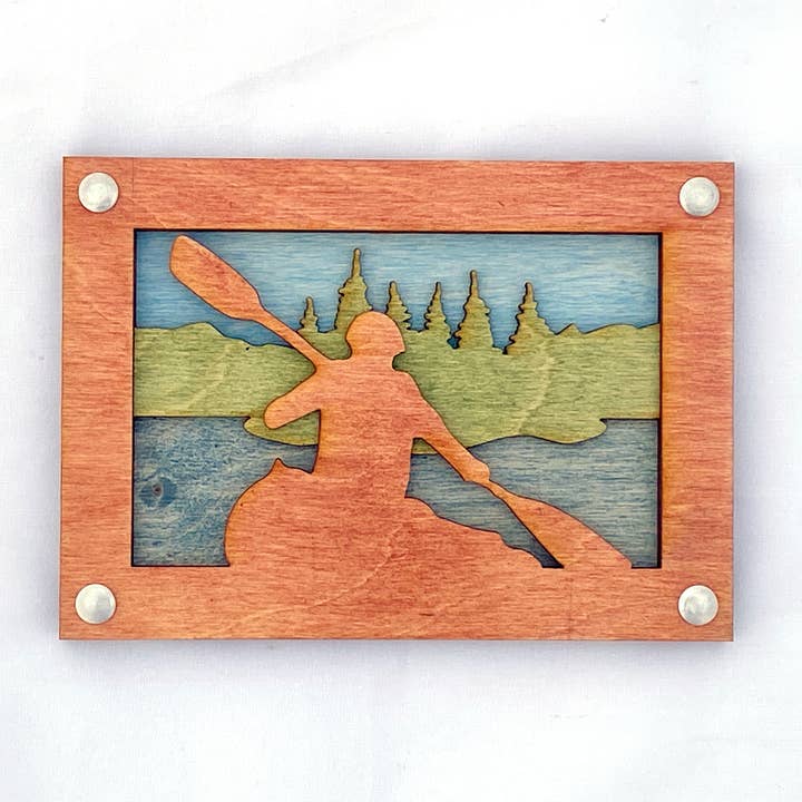 Kajak Vægkunst, 5” x 7” træ for engroshandel hos Simple and Sylvan