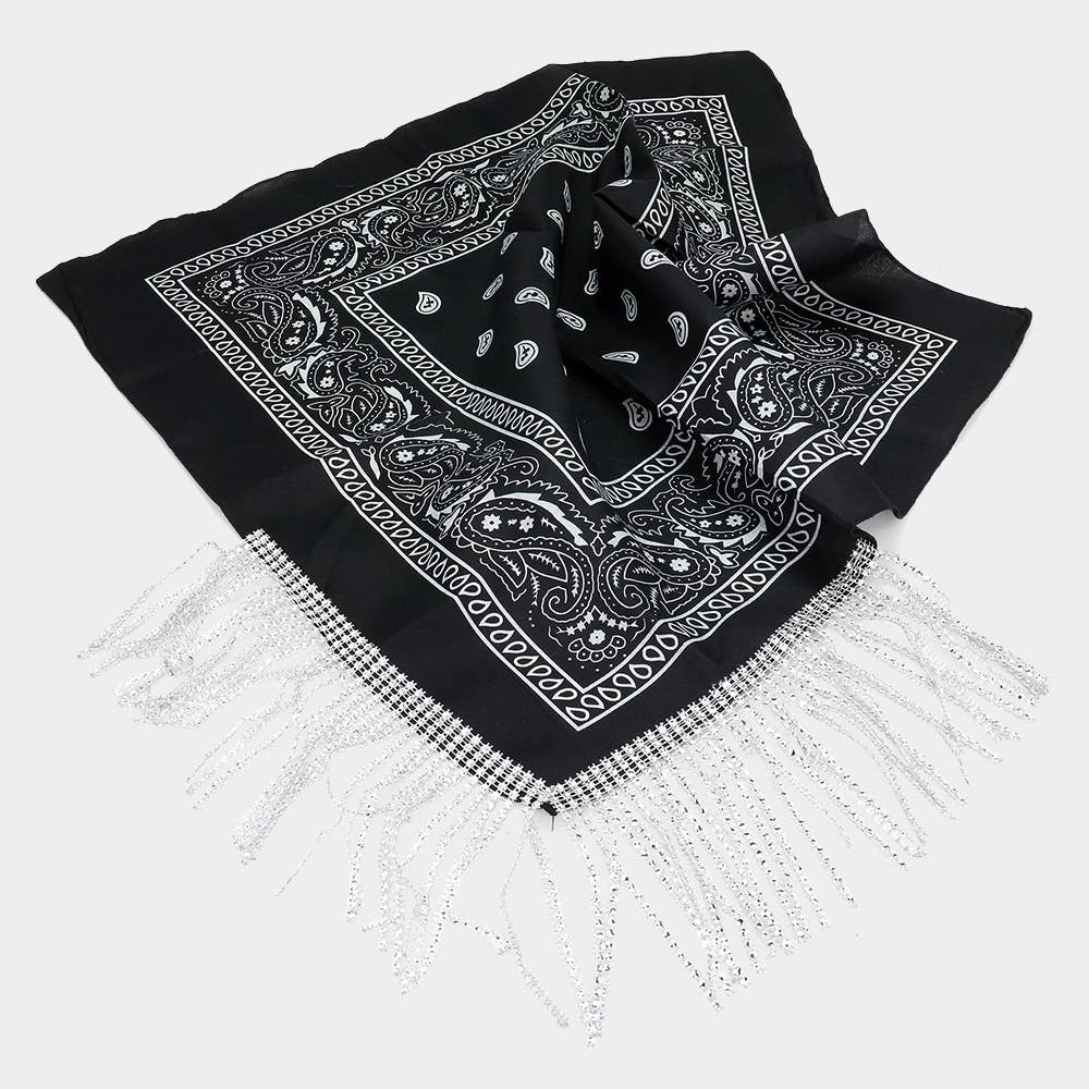 Sensibling Corp. – wholesale Scarf – Women's – Rhinestone Like Fringe Cowgirl Bandana Scarf9
