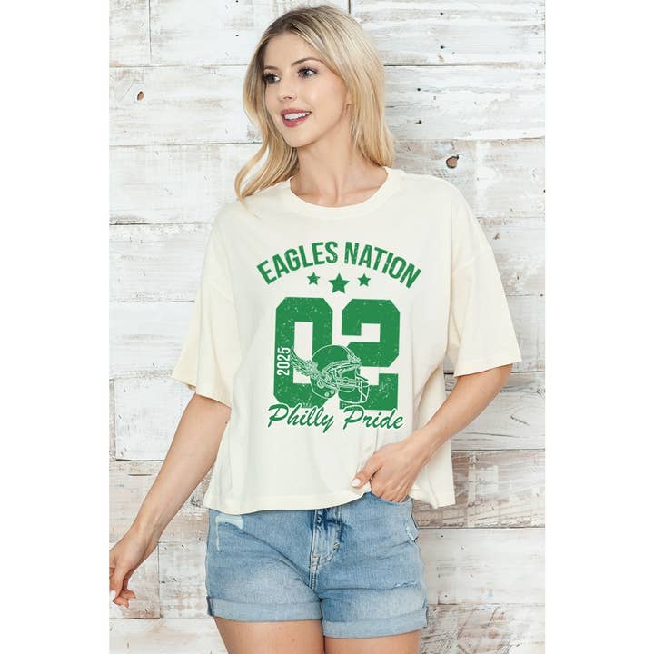 2&moon - Wholesale Screen Printed T-Shirt - Women's - EAGLES NATION PHILLY PRIDE FOOTBALL TEE