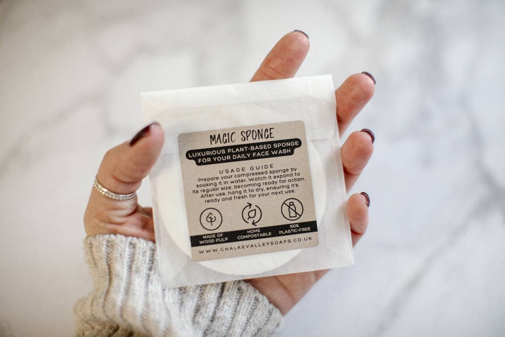 Chalke Valley Soaps – wholesale Facial cleanser – Compostable Magic Sponge for Gentle Facial Cleansing3