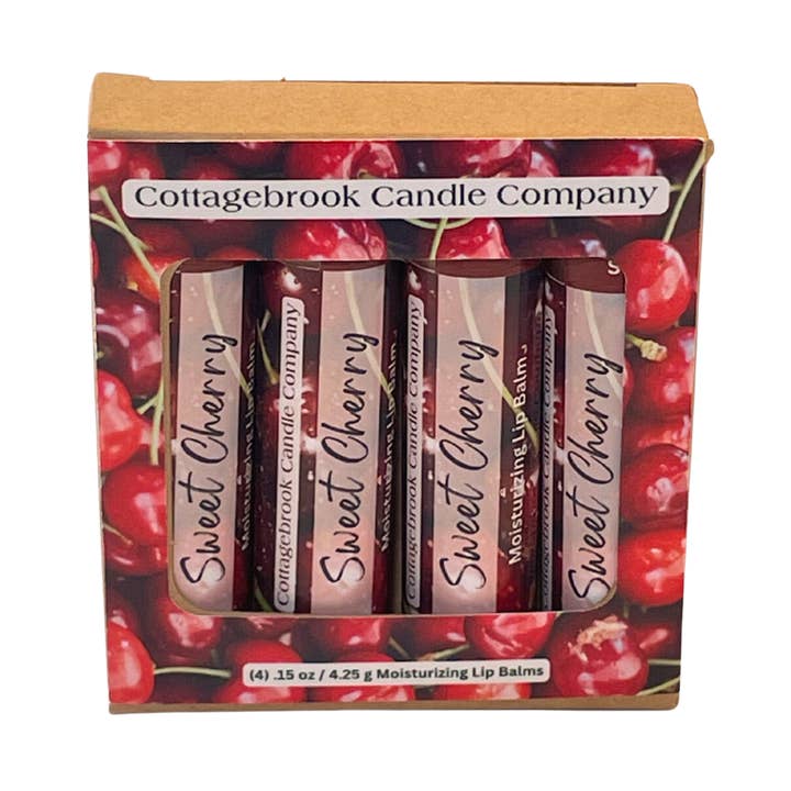Sød Kirsebær Fugtighedsgivende Læbepomade (4 stk) for engroshandel hos Cottagebrook Candle Company