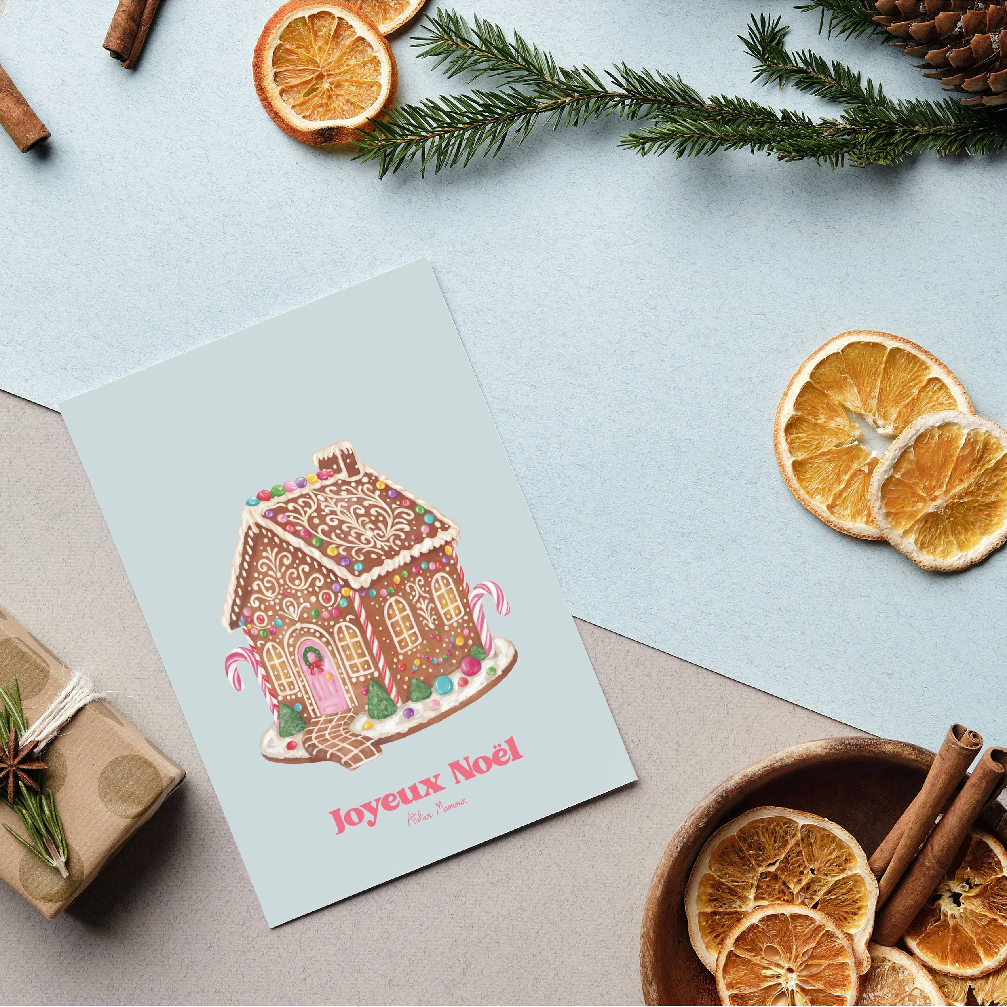 Atelier Mamour - Wholesale Everyday Greeting Card - " Merry Christmas - Blue Gingerbread "2