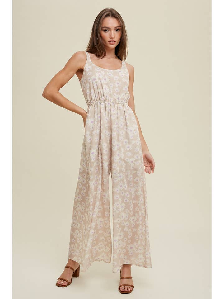 BLUMENOVERALL MIT GESMOKTEM RÜCKENDETAIL/WL23-8227 für den Großhandel von Wishlist Apparel