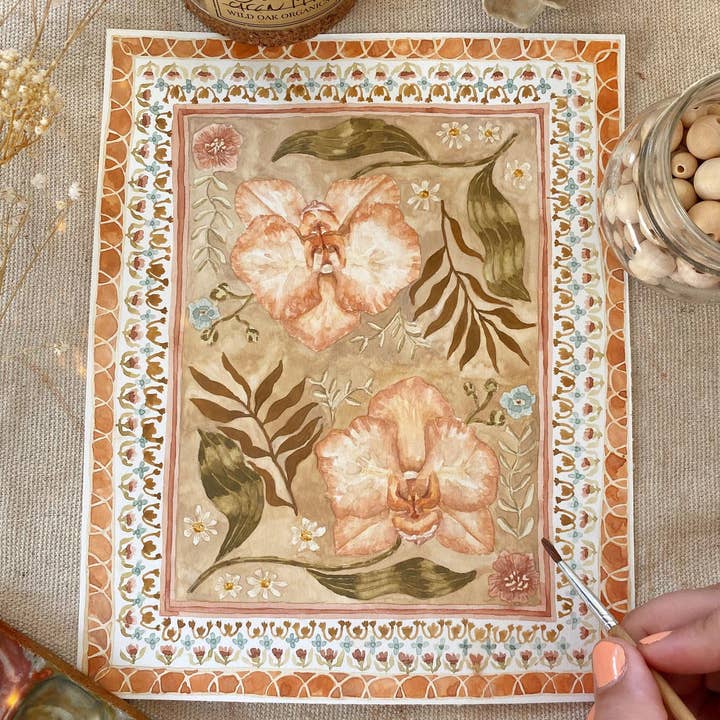 Lindsey Wells Art - Wholesale Art Print - Mirrored Orchids Art Print