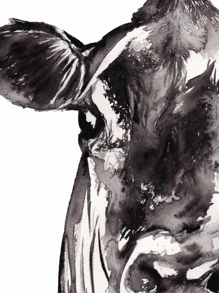 Farmhouse Cow Wall Art Print for wholesale by Kellie Cooke Art