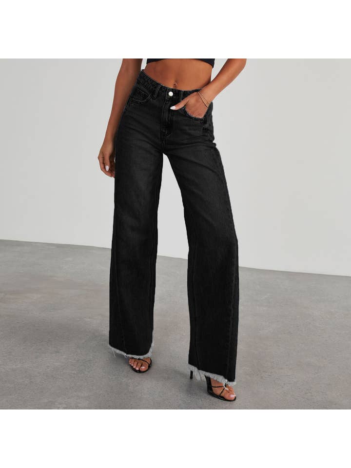 Rosa Clothing - Wholesale Jeans - Women's - High-Waist Jeans Wide-Leg Denim Pants6