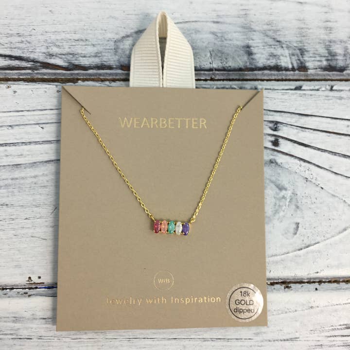 Pastel multi color bar necklace for wholesale by SongLily