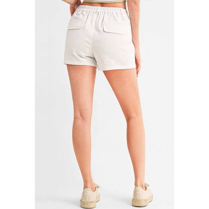 UP CLOTHING - Wholesale Shorts - Women's - COTTON TWILL PLEATED SHORTS W ELASTIC WAISTBAND5
