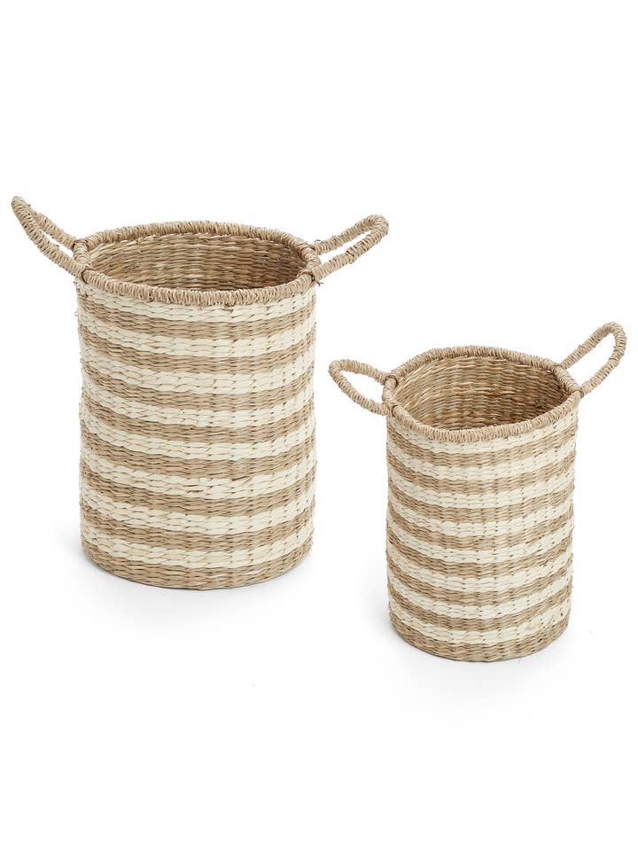 BASKET S/2 SEAGR & PLM LF NT for wholesale by Accents de ville USA