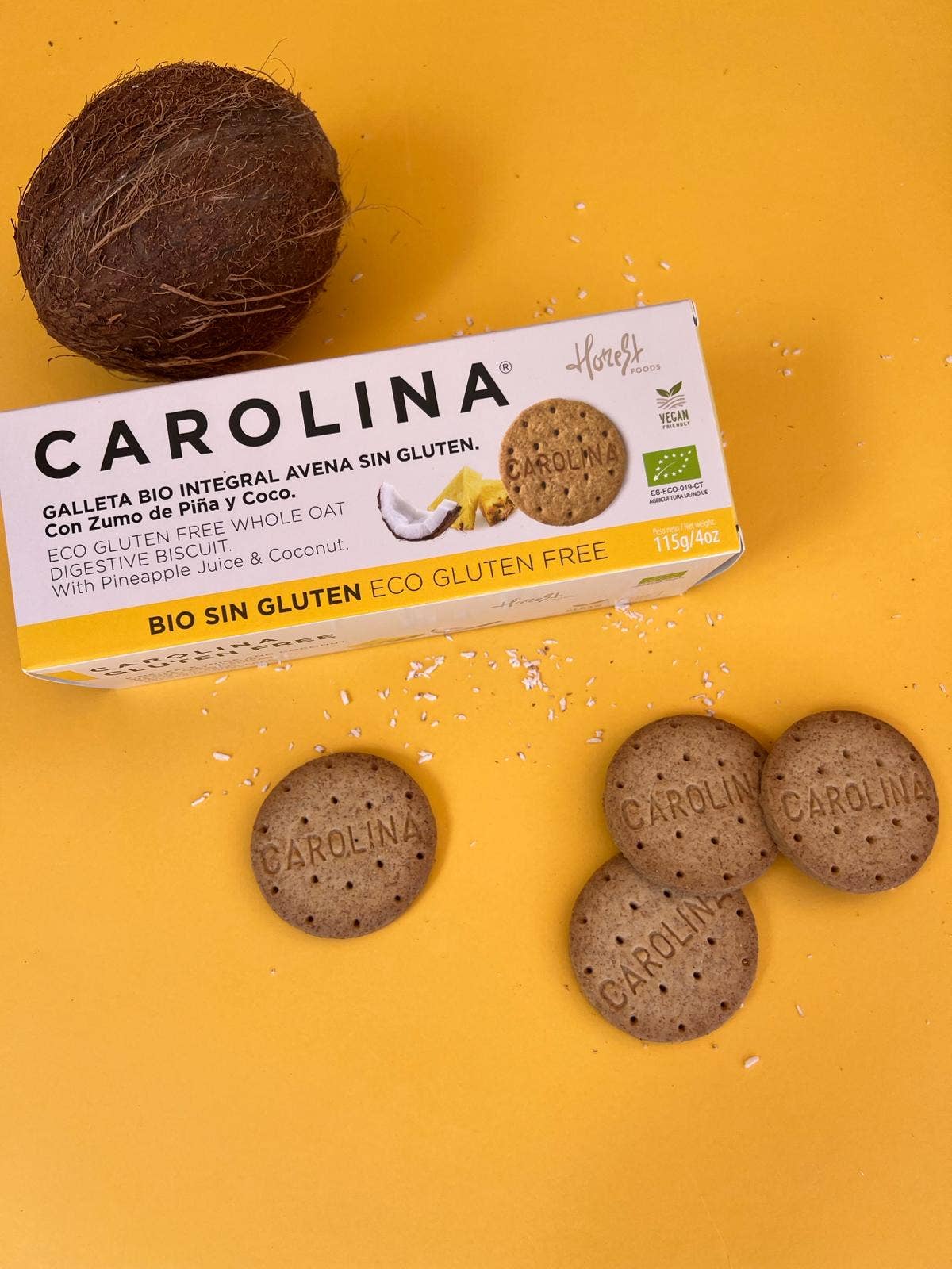 Carolina Honest – wholesale Kakor – Glutenfri digestivekaka med ananasjuice och riven kokos1