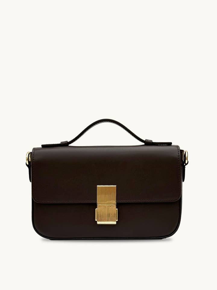 The Flora Chocolate Leather Bag for wholesale by Apatchy London