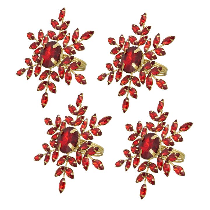 Saro Lifestyle - Wholesale Napkin ring - Festive Flurry Beaded Snowflake Napkin Ring (Set of 4)5