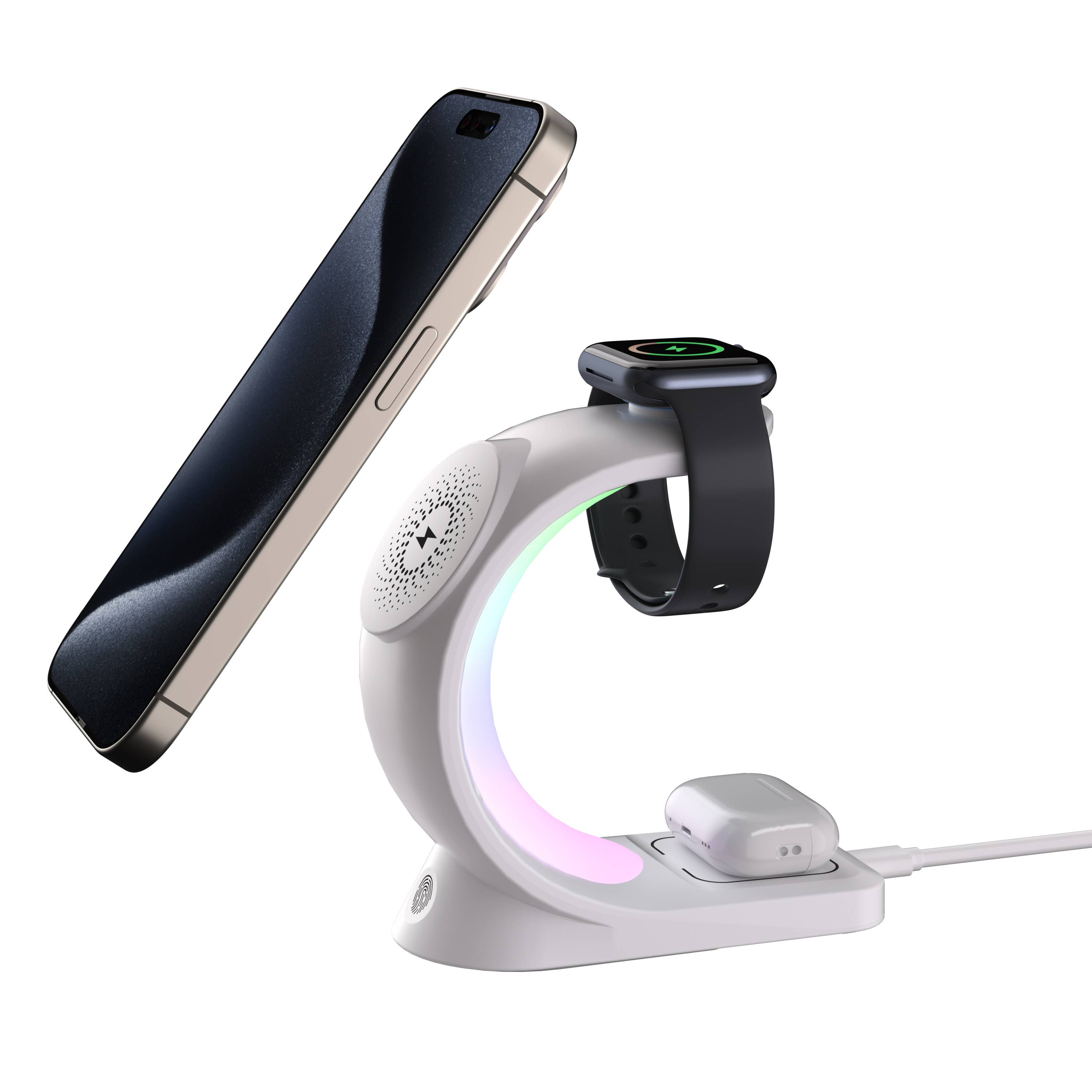 LAX Gadgets – Engroshandel Skærmbeskytter til telefon – 3-i-1 opladningsstation med natlampe og adapter – detailpakke3