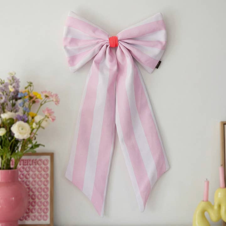 Schleife Canvas offwhite/rosa breit gestreift für den Großhandel von coopz