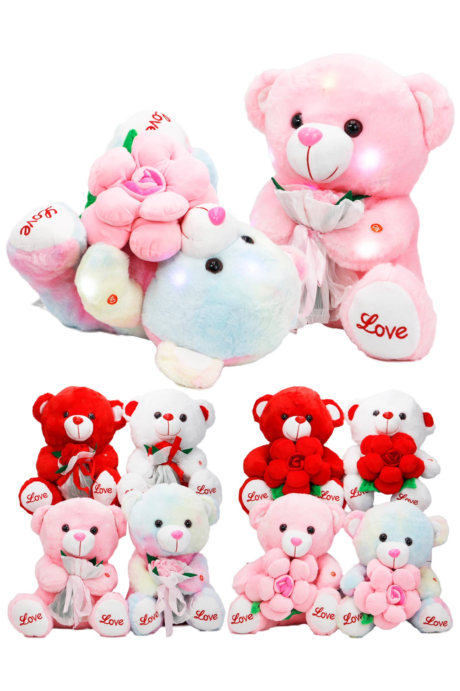 Cap Zone – Engroshandel Plyslegetøj - Børn og baby – Roseblomst Bamse med Musik og LED-lys - 40 cm