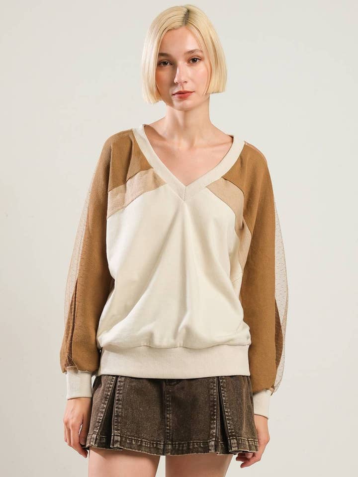 A color blocked top - FT1271 for wholesale by FLYING TOMATO