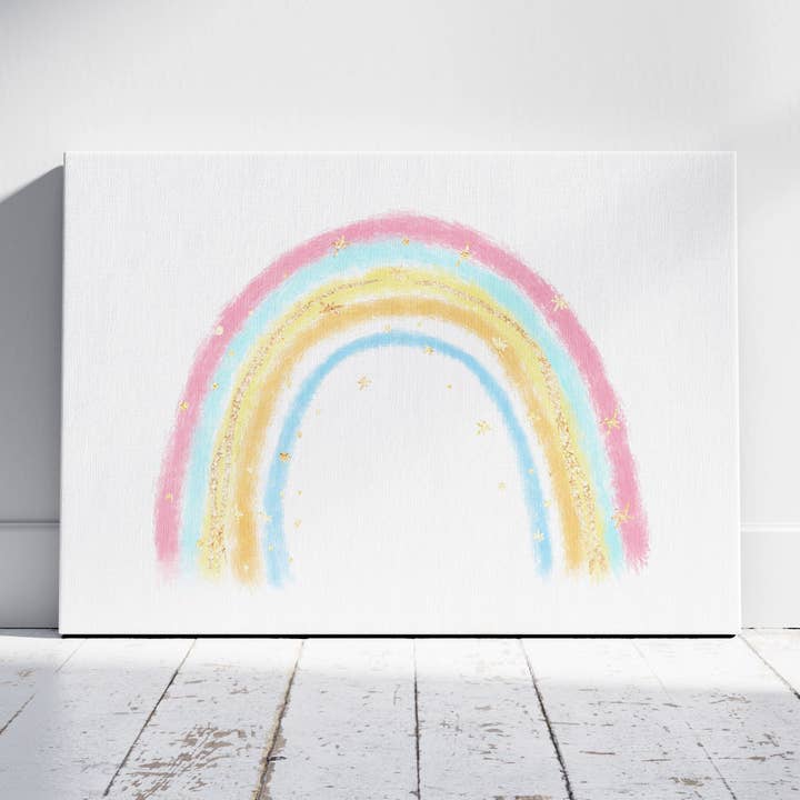 Dibujo de Arcoíris Pastel Lindo para Guardería - Impresión en Lienzo Enmarcado para Pared para venta al por mayor de House Prints