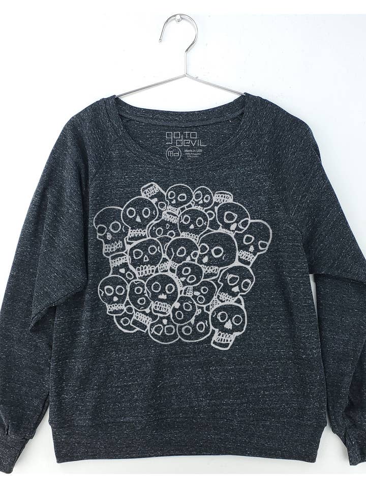 Pullover da donna in tri-blend con teschi per la vendita all'ingrosso da parte di Go To Devil
