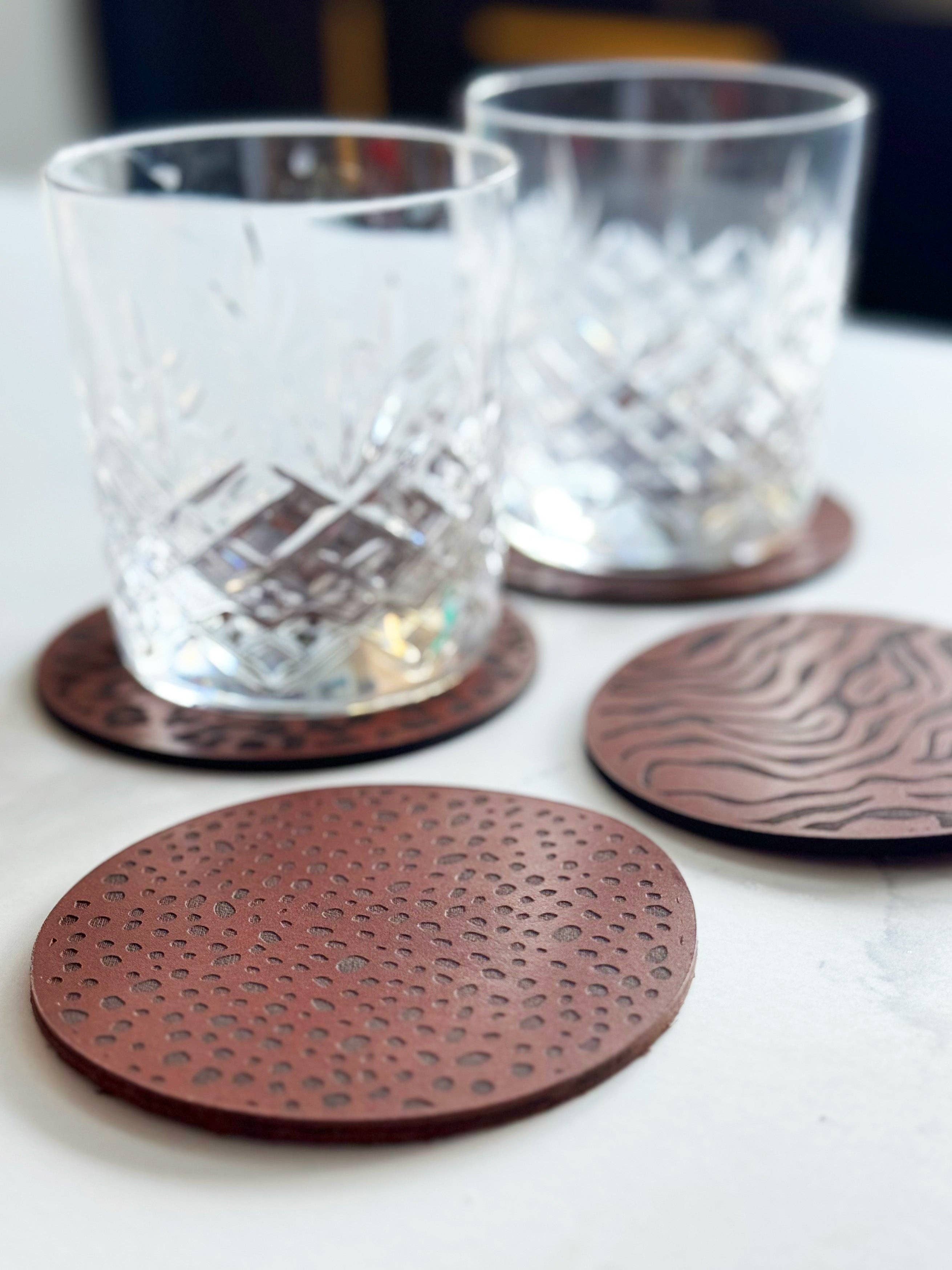 Parkin & Lewis - Wholesale Coasters - One Tan Animal Print Leather Coaster3