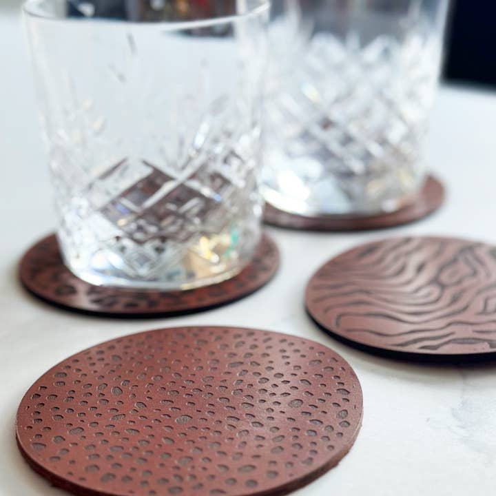 Parkin & Lewis - Wholesale Coasters - One Tan Animal Print Leather Coaster3