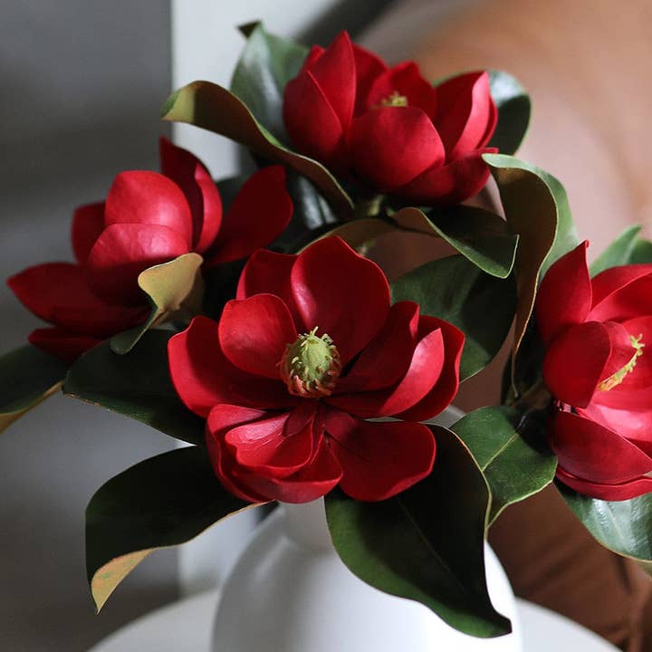 Prestige Botanicals - Wholesale Artificial Flowers - Crimson Red Magnolia 24"3