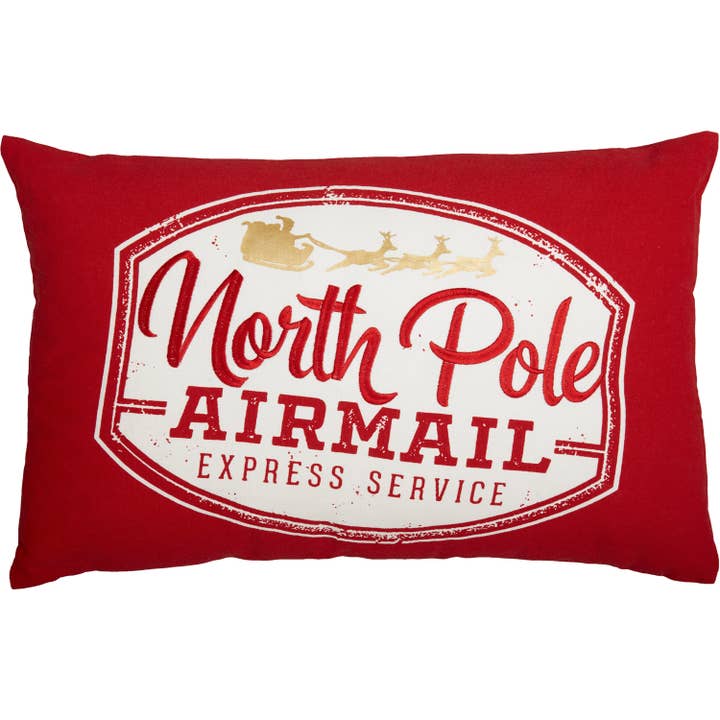 VHC Brands - Wholesale Throw/Decorative Pillow - North Pole Airmail Pillow 14x22