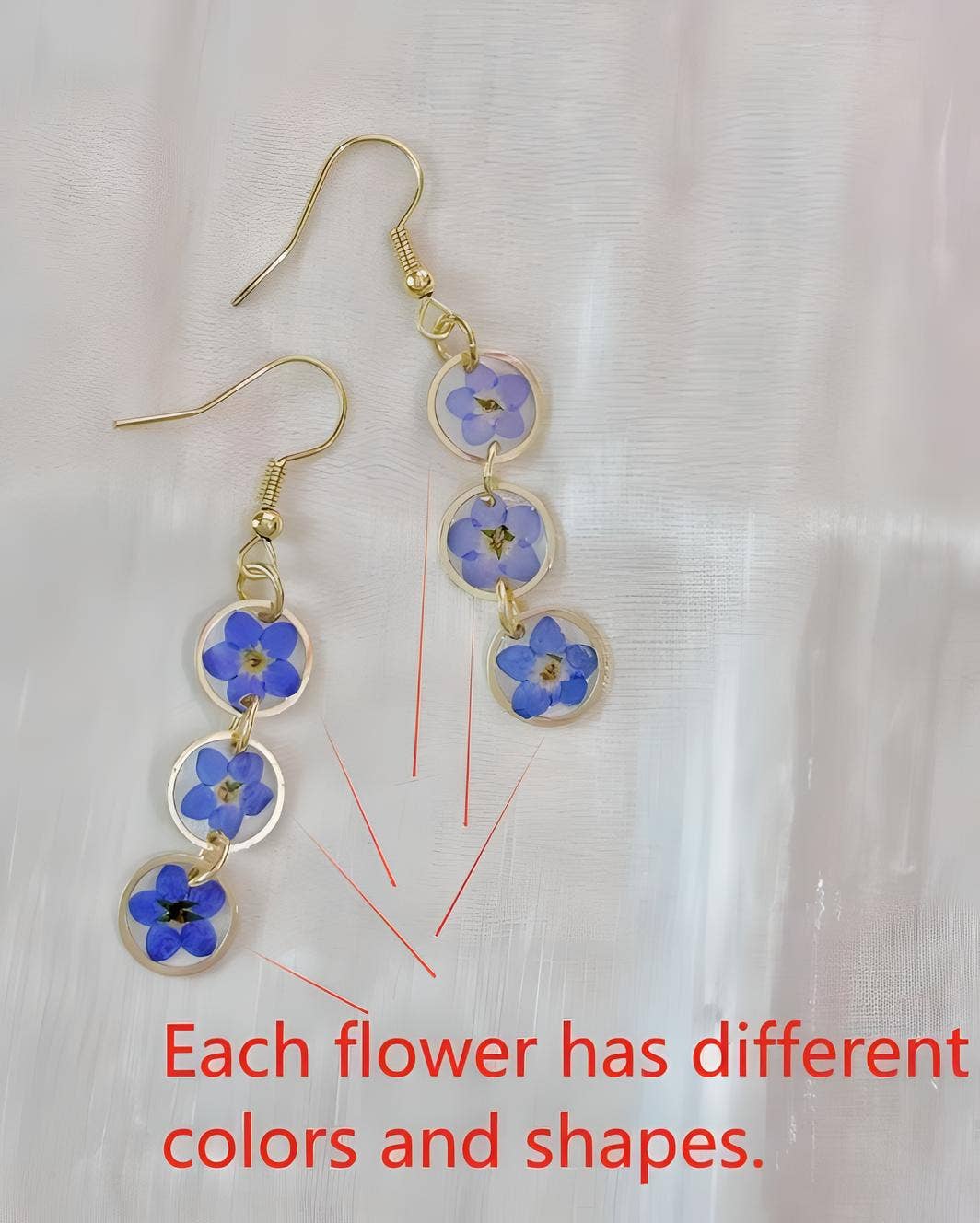 Wild & Free - Vente Boucles d'oreilles pendantes - Boucles d'oreilles en résine et fleurs naturelles3