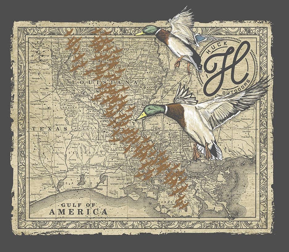 Huck Outdoors – Engroshandel T-shirt med print - Unisex – Migrationskort2