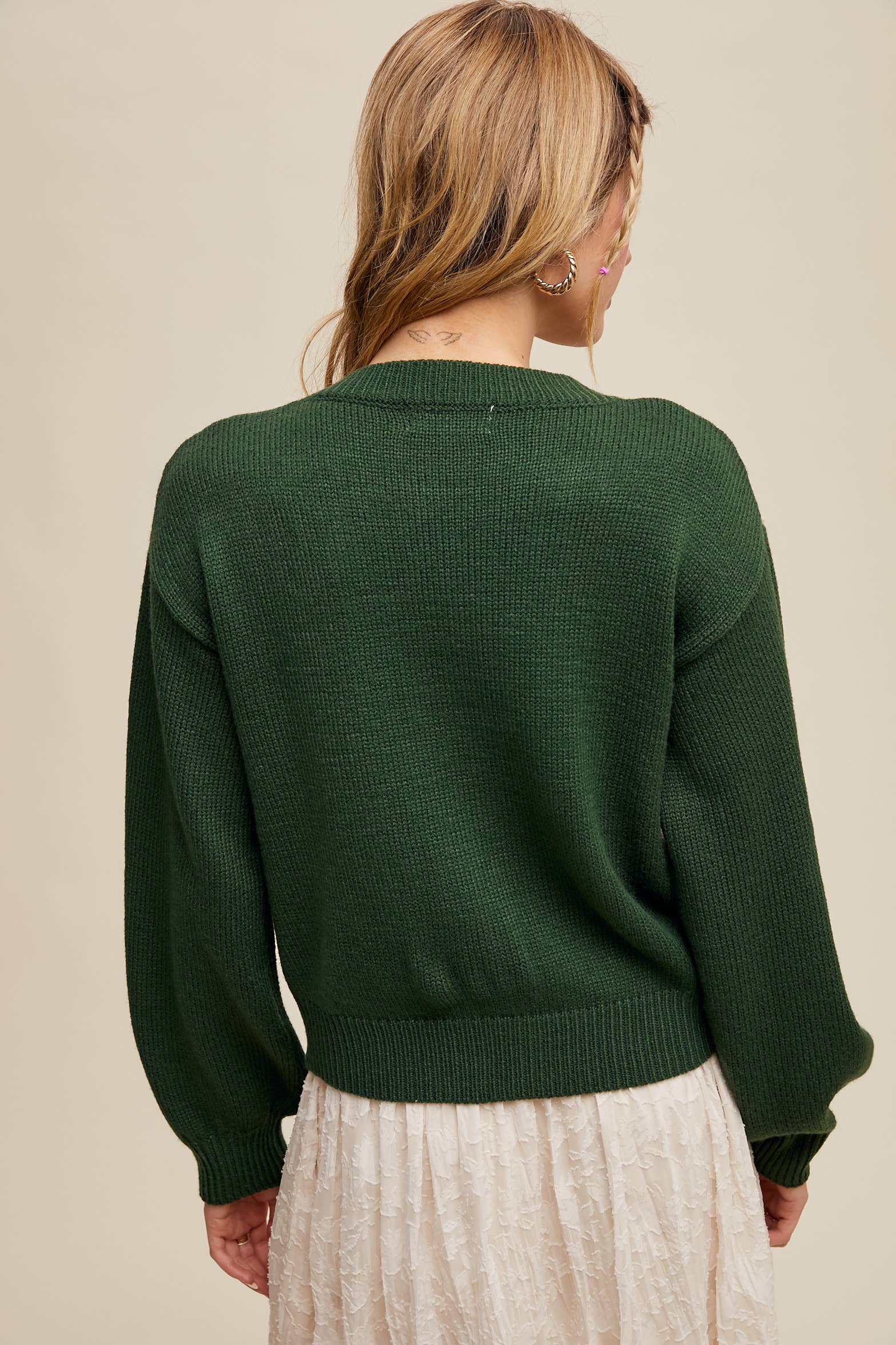 Listicle - Wholesale Cardigan - Women's - Handmade Rose Applique Knit Cardigan38