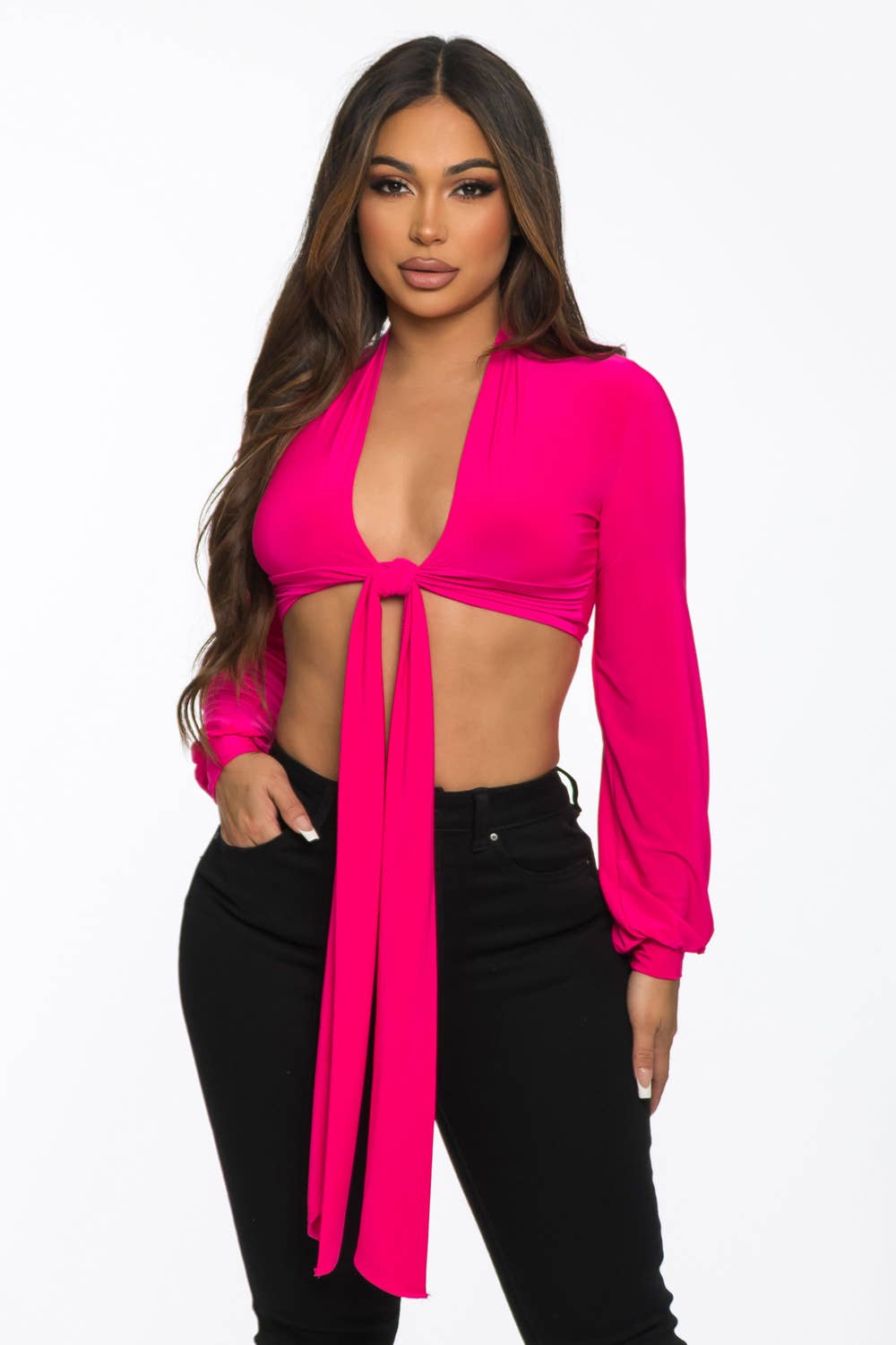 Uptown Apparel - Wholesale Knit Top - Women's - T5896 Front Knot Tie Crop Top24