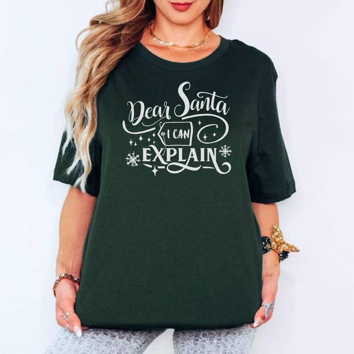 Christmas T-Shirt – Dear Santa I Can Explain – Whimsical Tee for wholesale by Stiles Tee Co.
