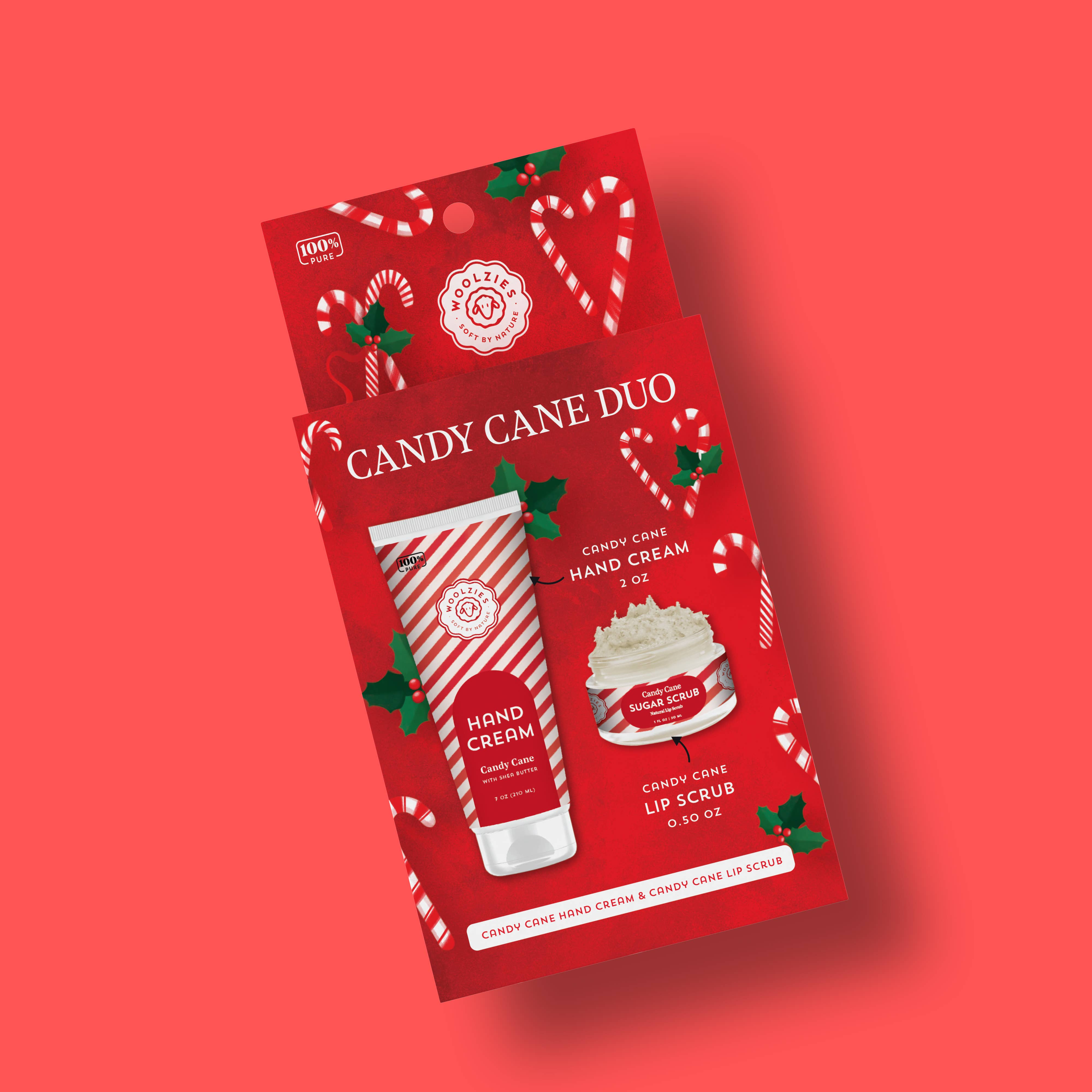 Woolzies - Wholesale Hand Cream/Lotion - Candy Cane Duo -  Hand Cream & Lip Scrub Duo – Holiday Set2