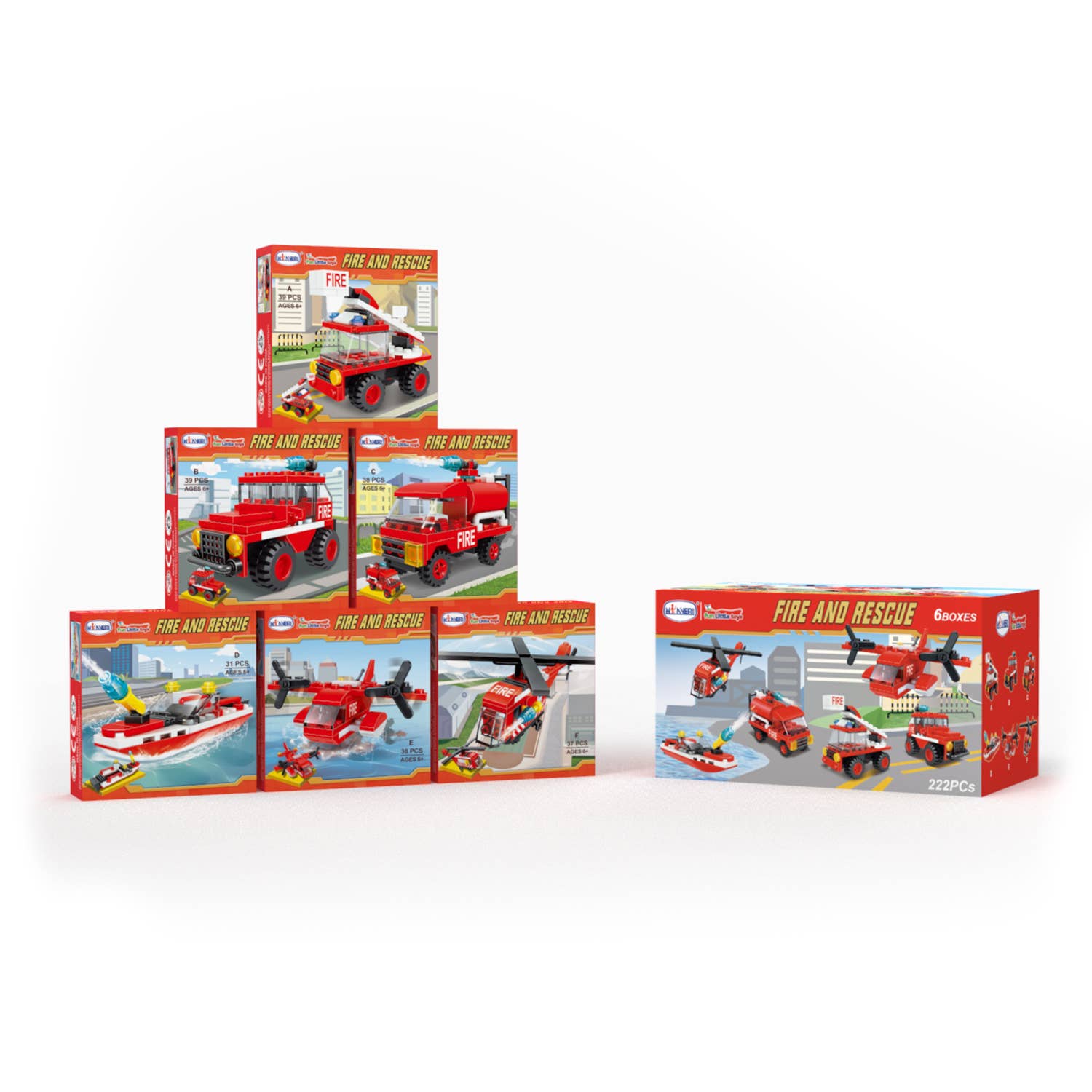 Fun Little Toys - Wholesale Building Set - Kids - 222Pcs Fire Rescue Vehicles Building Blocks Set4